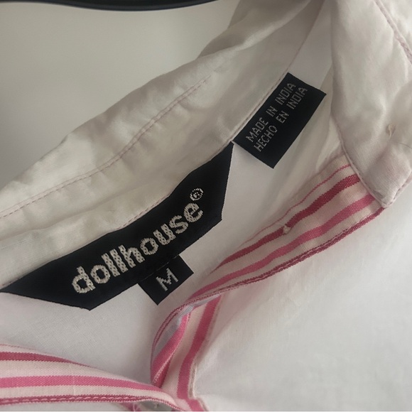 Y2K DOLLHOUSE Button Down Shirt Sequin Floral Cross Applique Preppy Western Sz M - Picture 2 of 15